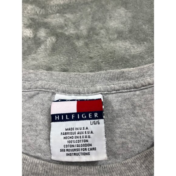 Vintage Tommy Hilfiger Small Flag USA Made Mens Large Gray Shirt Thrashed Preppy - Picture 3 of 13